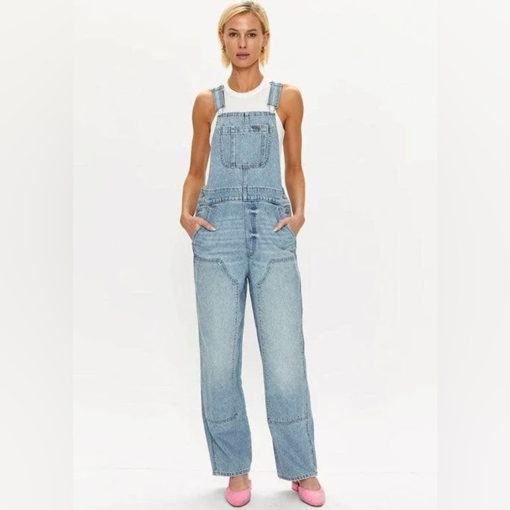 NWT Pistola Women's Blue Distressed Denim Arden Overalls Size XXS